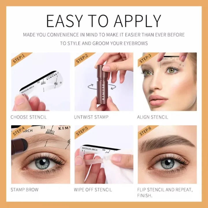 Eye brow stamper One Step Eyebrow Stamp Shaping Kit Brow Powder Stamp Makeup with 3 Reusable Eyebrow Stencils and Eyebrow Pen Brushes Hairline