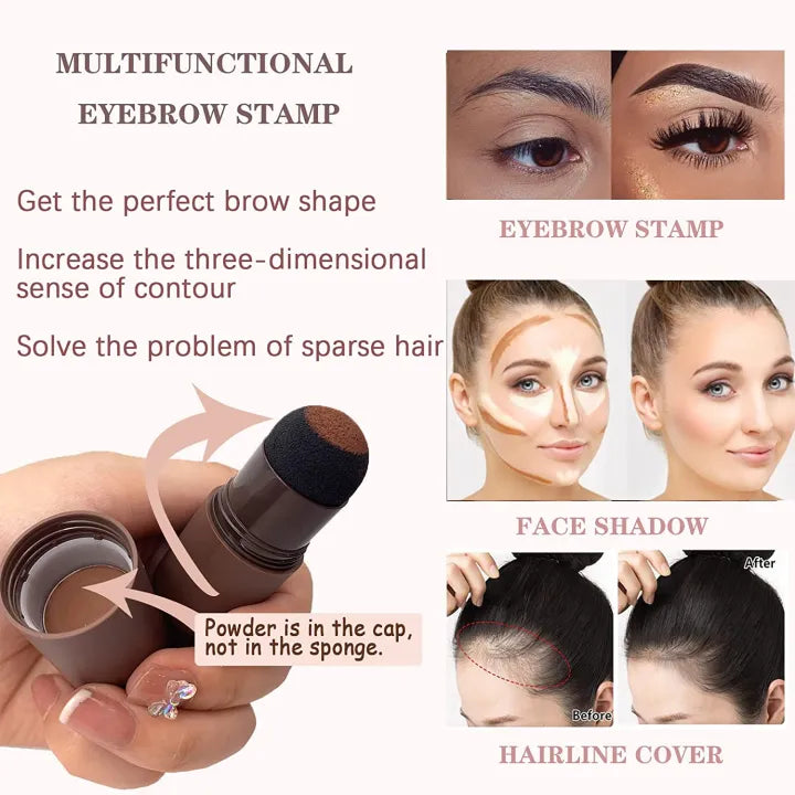 Eye brow stamper One Step Eyebrow Stamp Shaping Kit Brow Powder Stamp Makeup with 3 Reusable Eyebrow Stencils and Eyebrow Pen Brushes Hairline